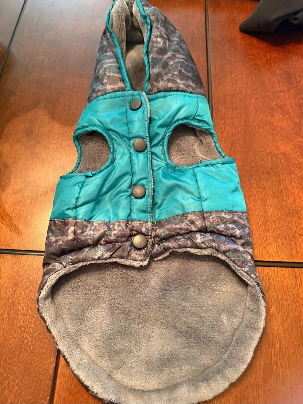 RBX Teal and Gray Quilted Hooded Pet Vest